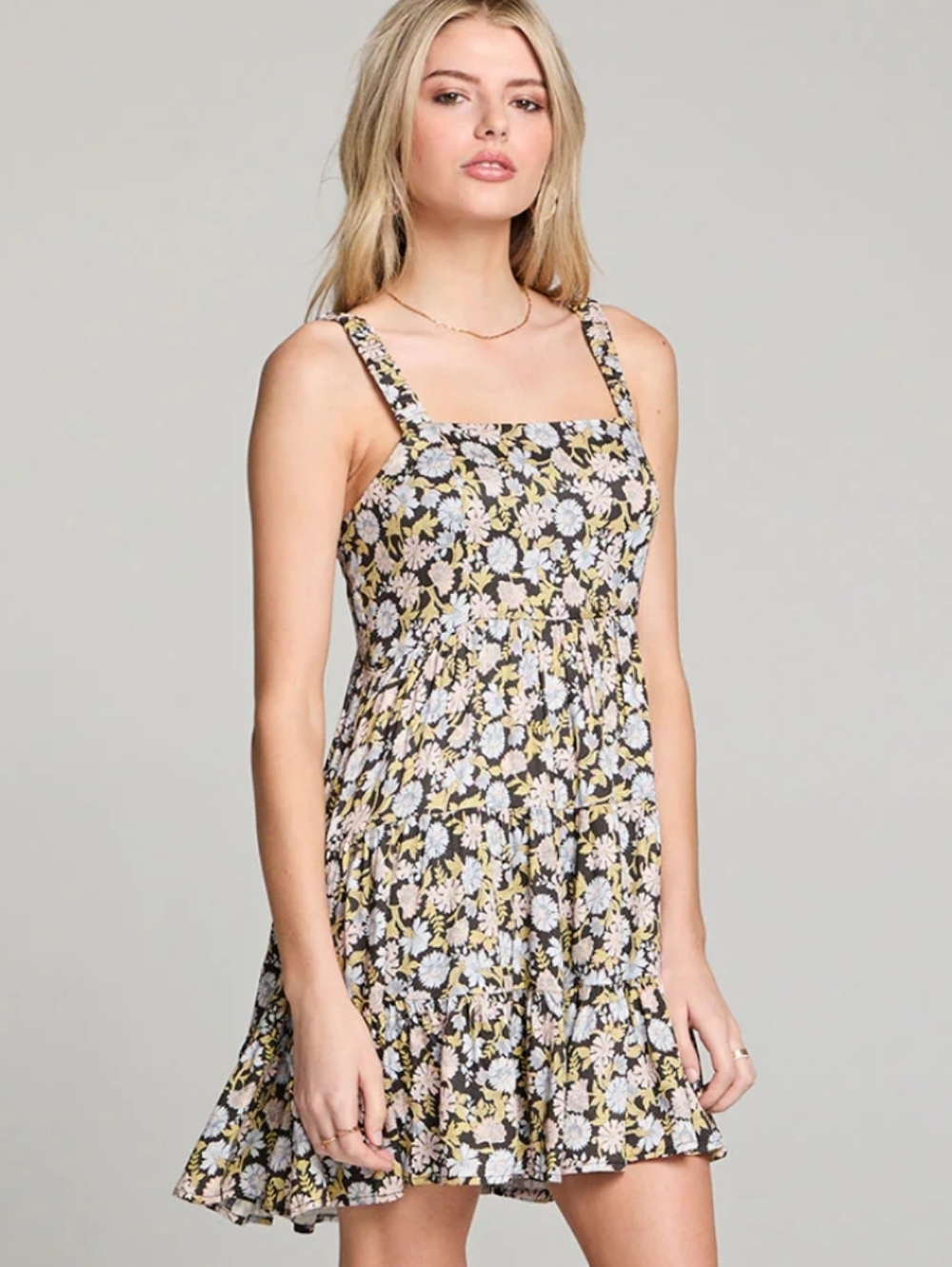 Saltwater Luxe Camri Mini Dress Floral Print Small Black
